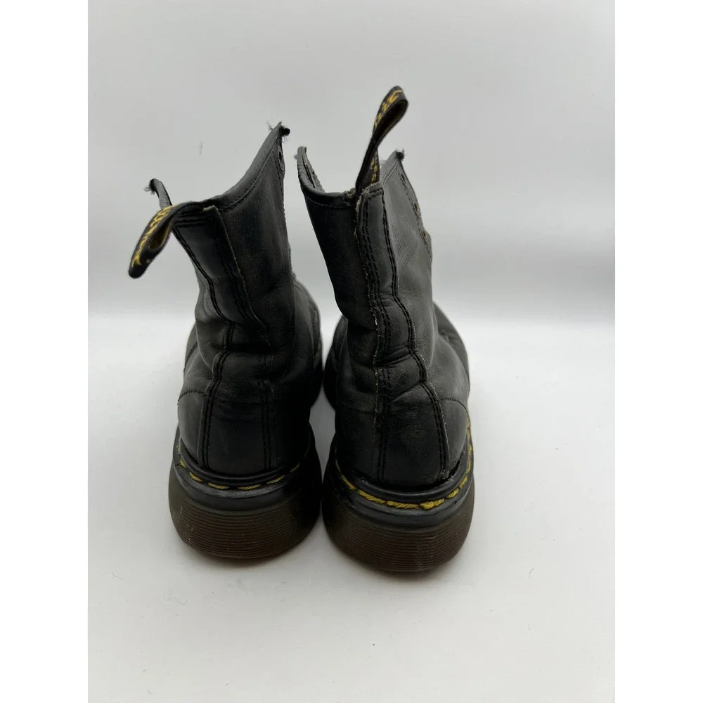 Vintage Dr Martens England Black Leather Square Toe Platform Boots Mens 8.5-9